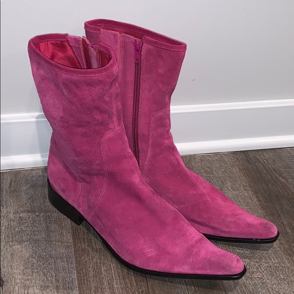 Pink Suede Boots